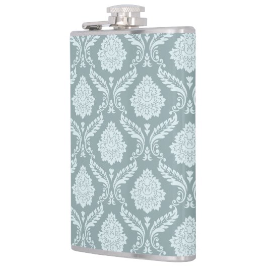 Rococo Damask Pattern Duck Egg Blue+Teal Heupfles (Links)