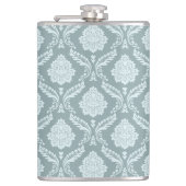 Rococo Damask Pattern Duck Egg Blue+Teal Heupfles (Voorkant)