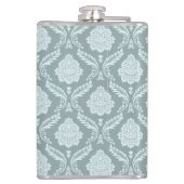 Rococo Damask Pattern Duck Egg Blue+Teal Heupfles (Achterkant)