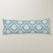 Rococo Damask Pattern Duck Egg Blue+Teal Lichaamskussen (Achterkant)