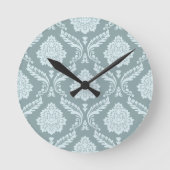Rococo Damask Pattern Duck Egg Blue+Teal Ronde Klok (Voorkant)