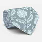 Rococo Damask Pattern Duck Egg Blue+Teal Stropdas (Opgerold)
