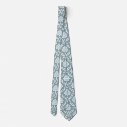 Rococo Damask Pattern Duck Egg Blue+Teal Stropdas (Achterkant)
