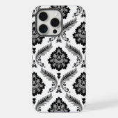 Rococo Damask Pattern Grey Black White (Verso)