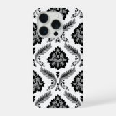 Rococo Damask Pattern Grey Black White (Verso)