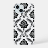 Rococo Damask Pattern Grey Black White (Verso)