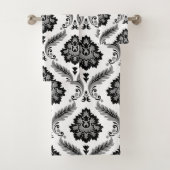 Rococo Damask Pattern Grey Black White (En situation)