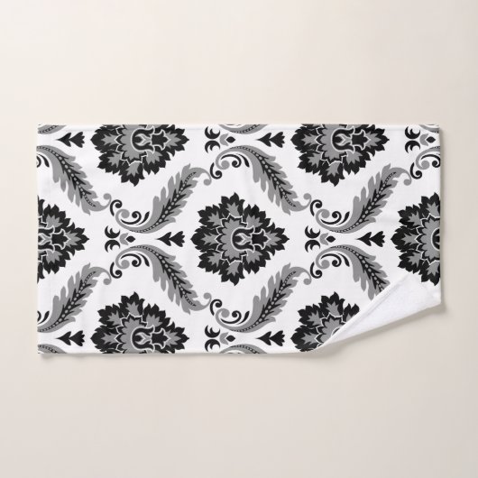 Rococo Damask Pattern Grey Black White (Serviette à main)