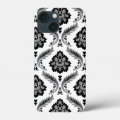 Rococo Damask Pattern Grey Black White Case-Mate iPhone Case (Achterkant)