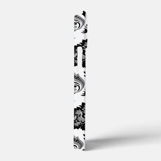 Rococo Damask Pattern Grey Black White Case-Mate iPhone Case (Achterkant / Rechts)