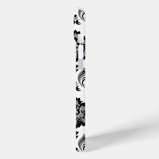 Rococo Damask Pattern Grey Black White Case-Mate iPhone Case (Achterkant / Links)