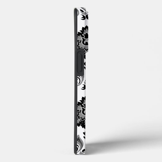 Rococo Damask Pattern Grey Black White Case-Mate iPhone Case (Achterkant / Rechts)