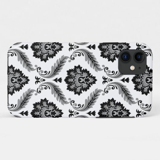 Rococo Damask Pattern Grey Black White Case-Mate iPhone Case (Achterkant (horizontaal))