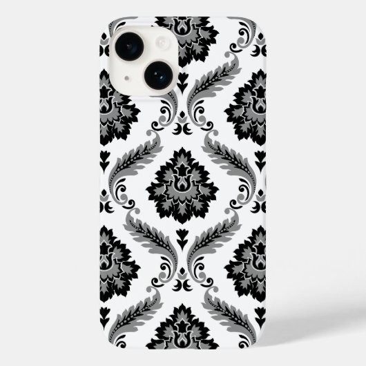 Rococo Damask Pattern Grey Black White Case-Mate iPhone Case (Achterkant)