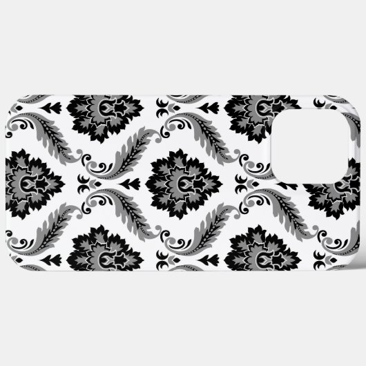 Rococo Damask Pattern Grey Black White Case-Mate iPhone Case (Achterkant (horizontaal))