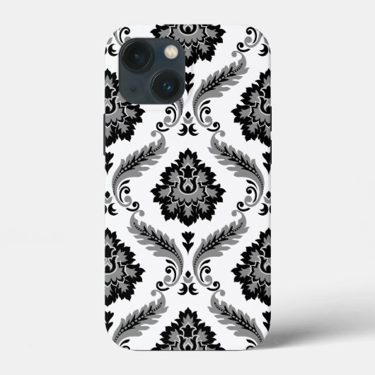 Rococo Damask Pattern Grey Black White Case-Mate iPhone Case (Achterkant)