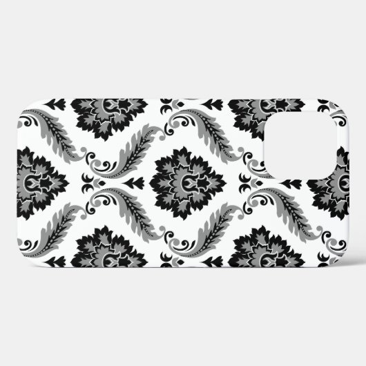 Rococo Damask Pattern Grey Black White Case-Mate iPhone Case (Achterkant (horizontaal))