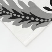 Rococo Damask Pattern Grey Black White Fleece Deken (Hoek)