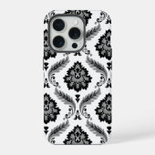 Rococo Damask Pattern Grey Black White iPhone Hoesje (Achterkant)
