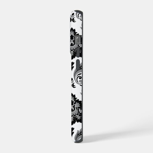 Rococo Damask Pattern Grey Black White iPhone Hoesje (Linkerkant)