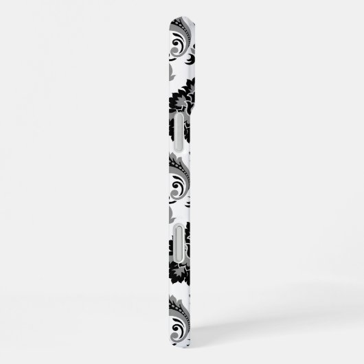 Rococo Damask Pattern Grey Black White iPhone Hoesje (Rechterkant)