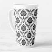 Rococo Damask Pattern Grey Black White Latte Mok (Linkerhoek)