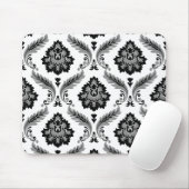 Rococo Damask Pattern Grey Black White Muismat (Met muis)