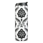 Rococo Damask Pattern Grey Black White Thermosbeker (Gedraaid links)