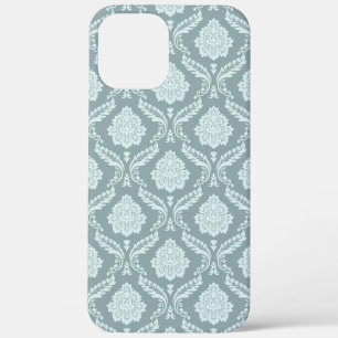 Rococo Damask Rpt Patroon Eendenei Blauw+Turquoise iPhone 12 Pro Max Hoesje