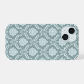 Rococo Damask Rpt Pattern Duck Egg Blue+Teal iPhone 15 Hoesje (Achterkant horizontaal)
