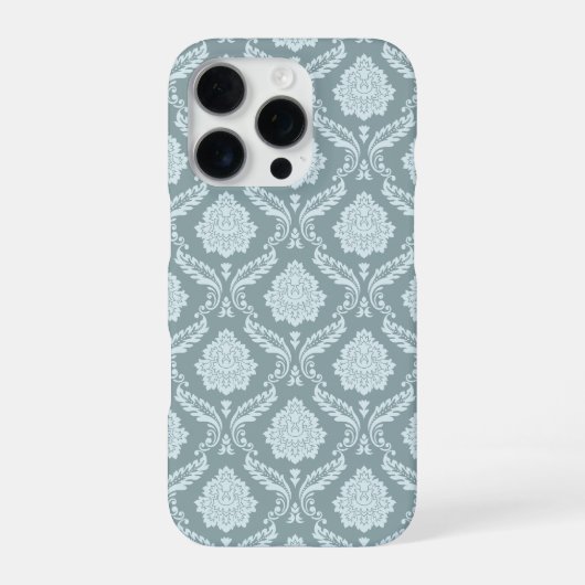 Rococo Damask Rpt Pattern Duck Egg Blue+Teal iPhone Hoesje (Achterkant)