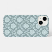 Rococo Damask Rpt Pattern Duck Egg Blue+Teal iPhone Hoesje (Achterkant horizontaal)