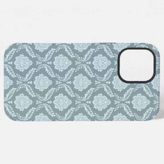 Rococo Damask Rpt Pattern Duck Egg Blue+Teal iPhone Hoesje (Achterkant horizontaal)