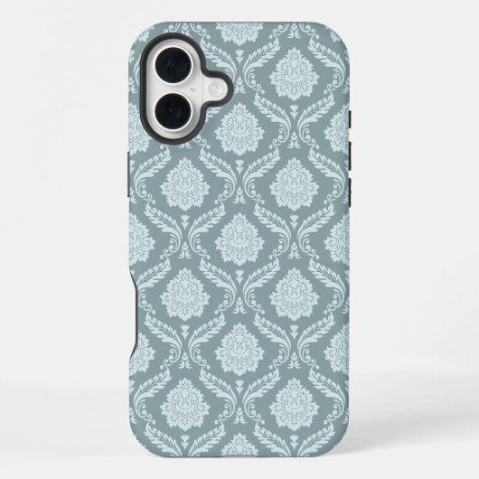 Rococo Damask Rpt Pattern Duck Egg Blue+Teal iPhone Hoesje (Achterkant)