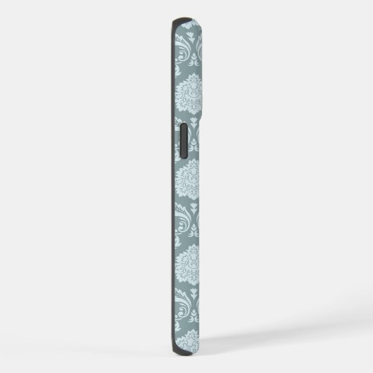 Rococo Damask Rpt Pattern Duck Egg Blue+Teal iPhone Hoesje (Rechterkant)