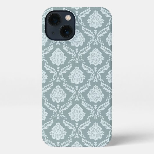 Rococo Damask Rpt Pattern Duck Egg Blue+Teal iPhone Hoesje (Achterkant)