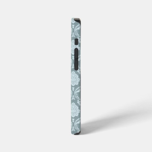 Rococo Damask Rpt Pattern Duck Egg Blue+Teal iPhone Hoesje (Linkerkant)