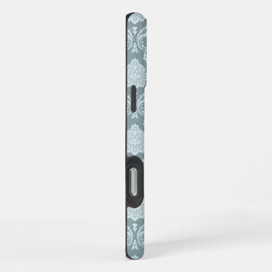Rococo Damask Rpt Pattern Duck Egg Blue+Teal iPhone Hoesje (Rechterkant)