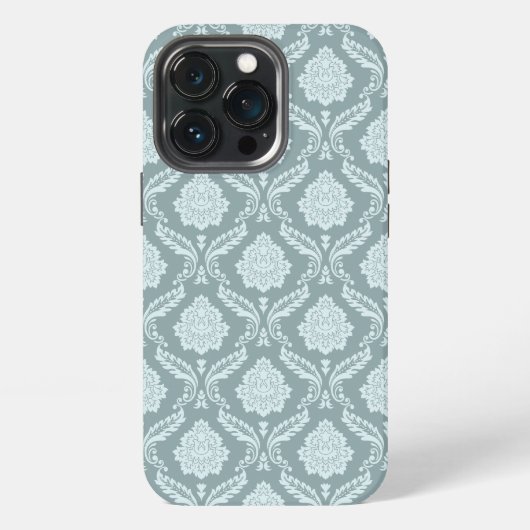 Rococo Damask Rpt Pattern Duck Egg Blue+Teal iPhone Hoesje (Achterkant)