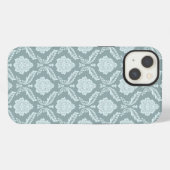 Rococo Damask Rpt Pattern Duck Egg Blue+Teal iPhone Hoesje (Achterkant horizontaal)