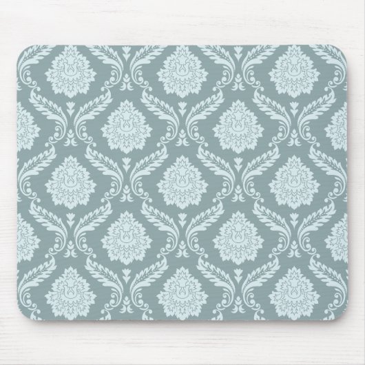 Rococo Damask Rpt Pattern Duck Egg Blue+Teal Muismat (Voorkant)