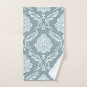 Rococo Damassé Grand Motif Bleu Canard+Turquoise (Serviette à main)
