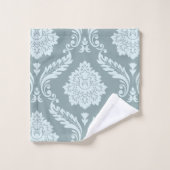Rococo Damassé Grand Motif Bleu Canard+Turquoise (Gant de toilette)