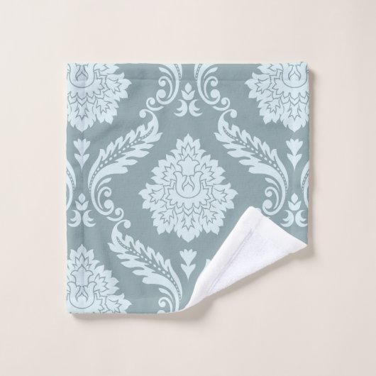 Rococo Damassé Grand Motif Bleu Canard+Turquoise (Gant de toilette)