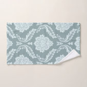 Rococo Damassé Grand Motif Bleu Canard+Turquoise (Serviette à main)