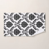 Rococo Damassé Motif Mixte Noir sur Blanc (Serviette à main)
