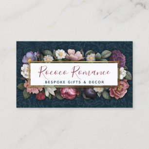 Rococo damast & Elegante bloemrijke vintage vrouwe Visitekaartje