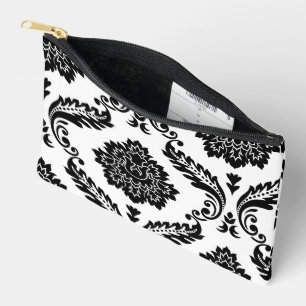 Rococo Damast Groot Offset Patroon Zwart op Wit Etui