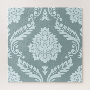 Rococo Damast Grote Patroon Eendenei Blauw+Turquoi Legpuzzel