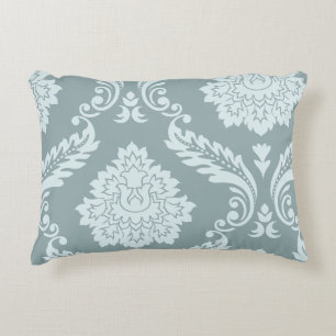 Rococo Damast Kunst I Eendenei Blauw+Turkoois Accent Kussen
